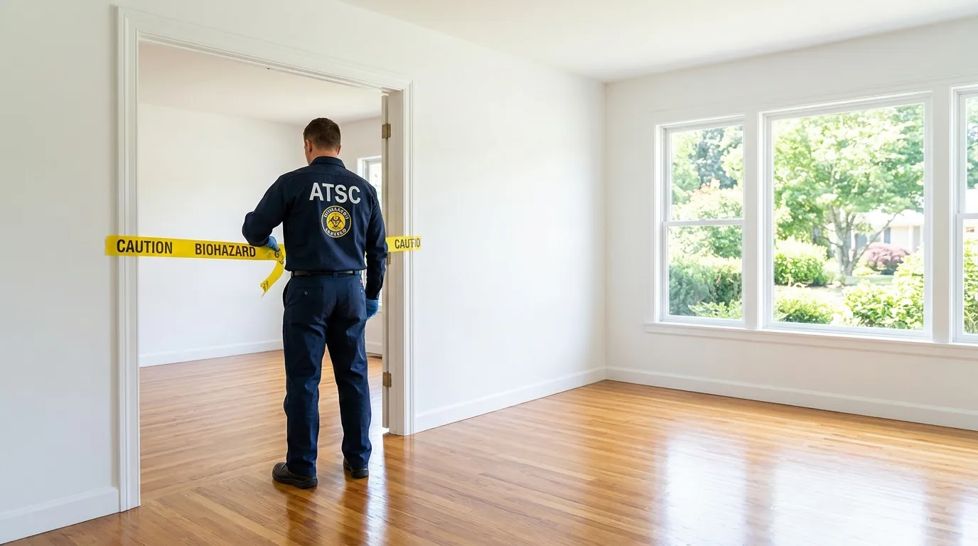 Certified biohazard cleanup crew performing Decomposition Cleanup in Country Homes